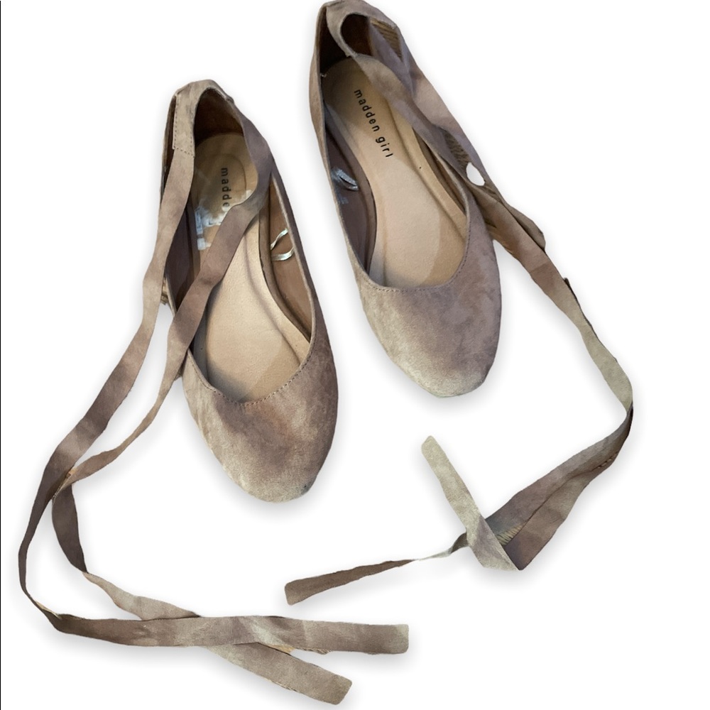 Madden Girl Faux Suede Tie Up Ballet Flats - Picture 1 of 5